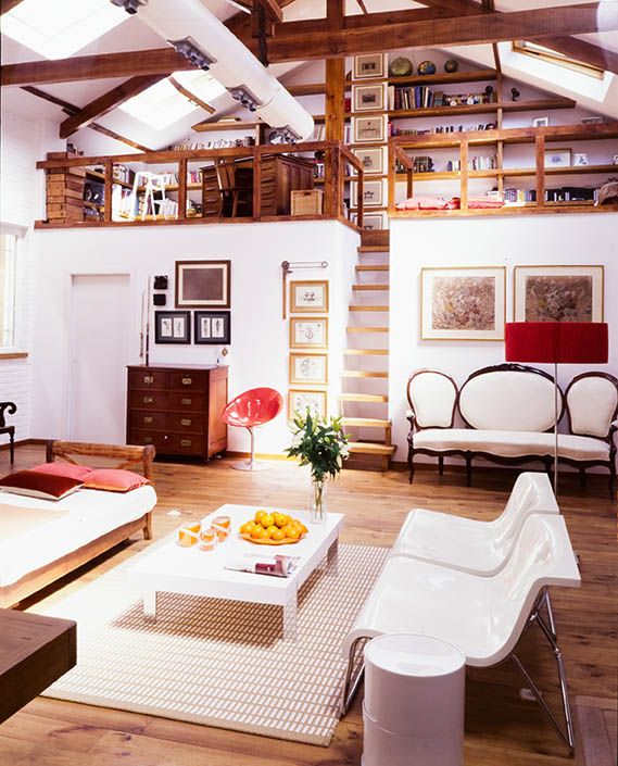 salon con vigas de madera en Madrid